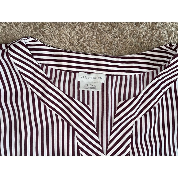 Van Heusen Brown/Cream Vertical Striped Sleeveless Top - Size XL**.. - Picture 3 of 6